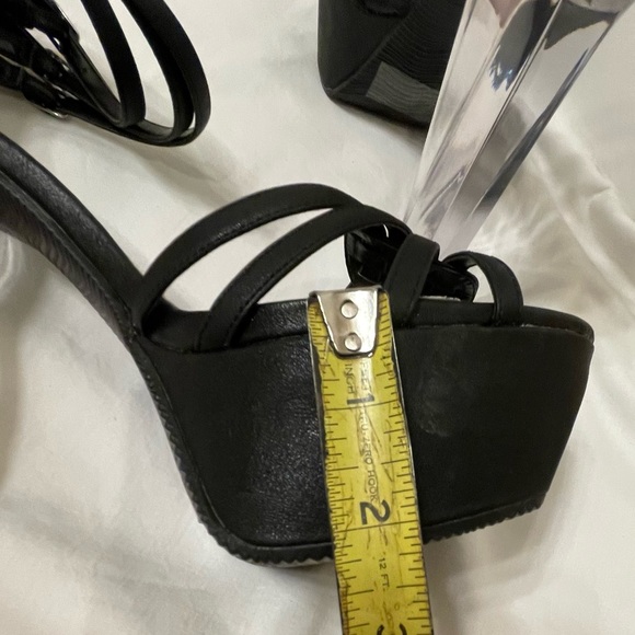 Qupid Arctic-01X Black/Clear Platform Heels 10 New Never Worn, 3 Ankle Straps - Picture 12 of 14